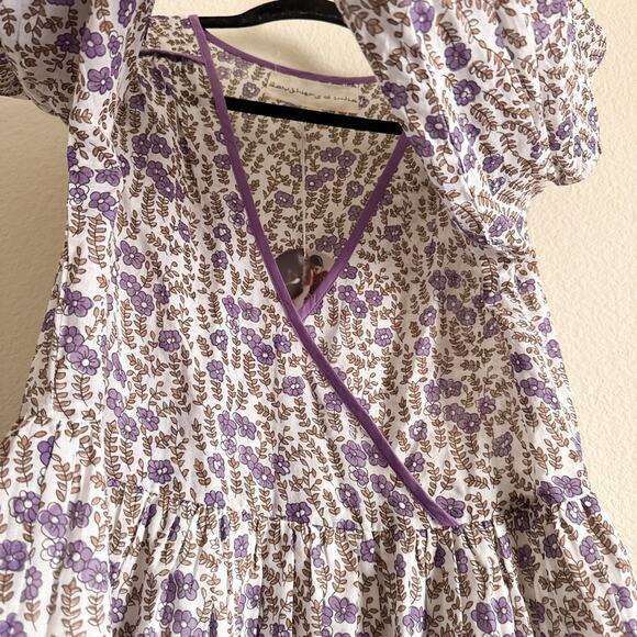 Daughters of India Binita Mini Dress Violet Floral Boho Cotton XS NWT - Picture 10 of 16